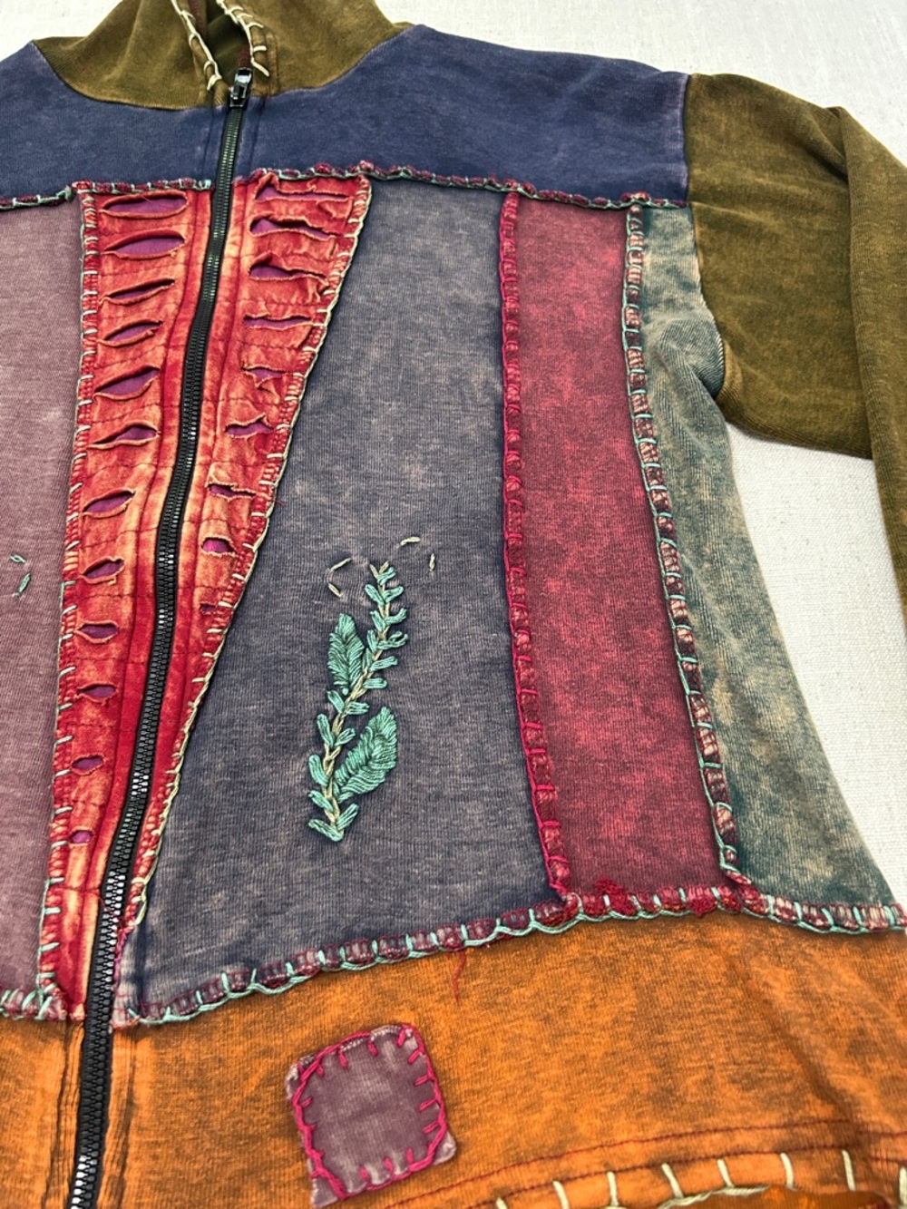 Vintage Y2K Bohemian Hoodie Patchwork Festival Witchy Elfin Embroidered - Picture 5 of 16